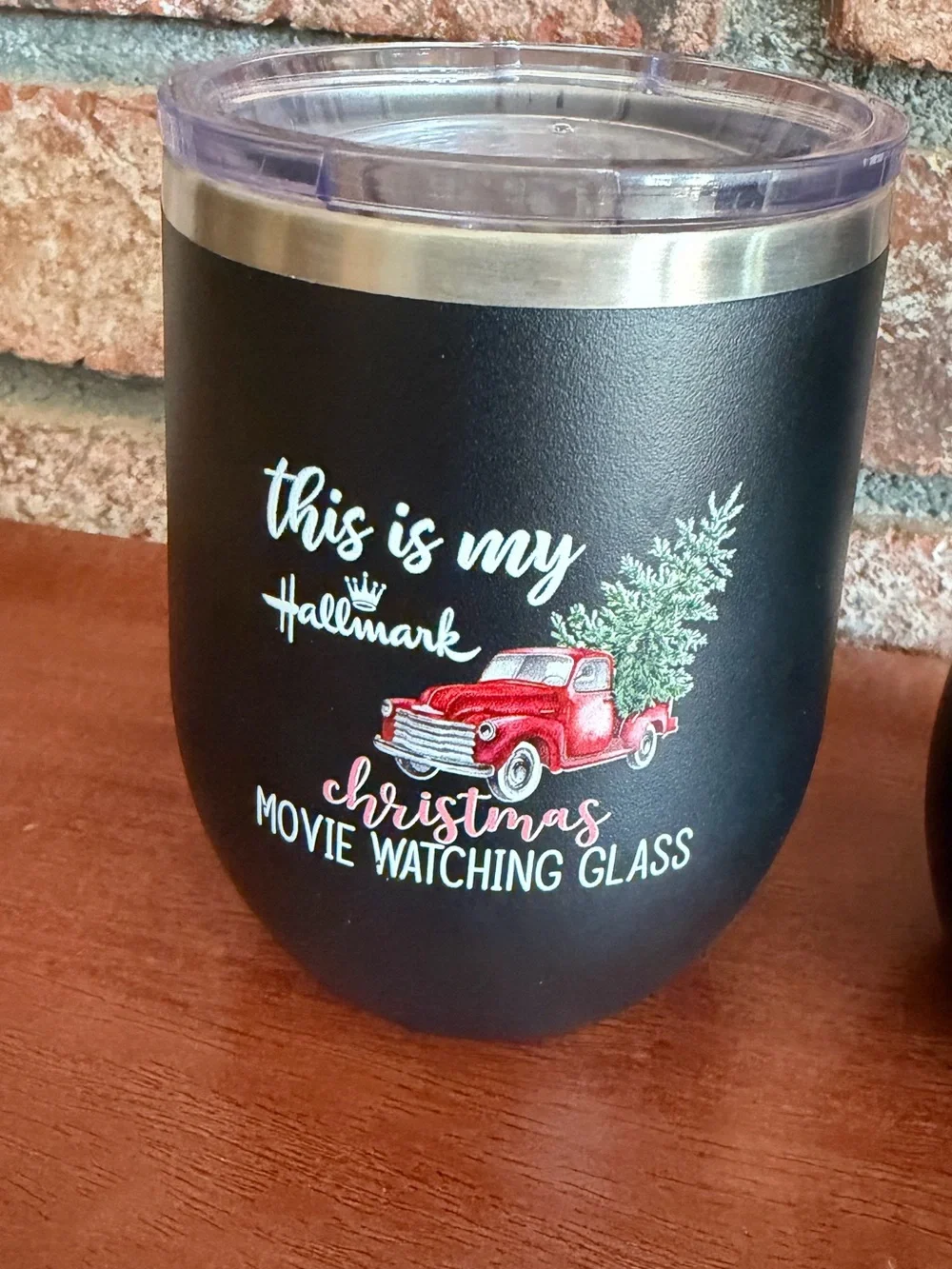 Set of 2 - Hallmark Black 'Christmas Movie Watching' Insulated Wine Tumbler